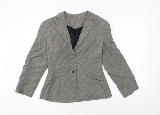 Principles Womens Brown Geometric Jacket Blazer Size 10 Button