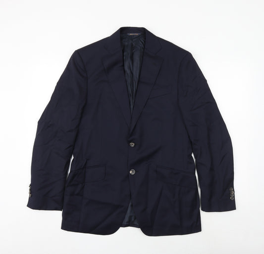 Rhodes Wood Mens Blue Wool Jacket Suit Jacket Size 36 Regular