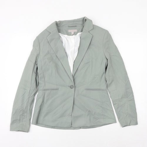 H&M Womens Green Jacket Blazer Size 12 Button