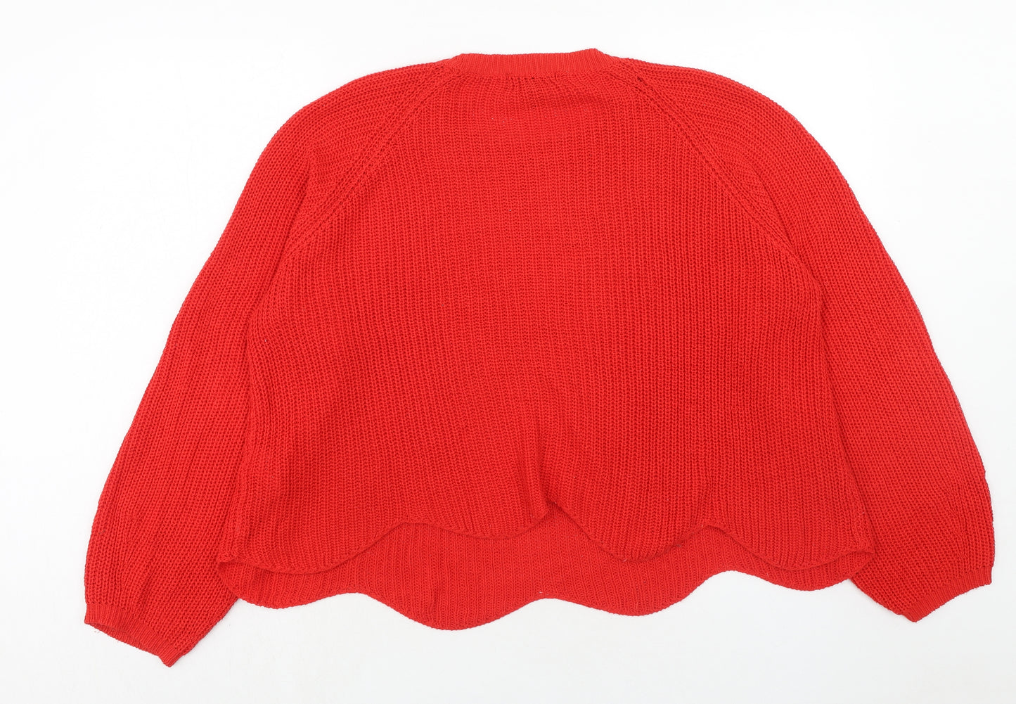 New Look Womens Red Round Neck Acrylic Pullover Jumper Size L