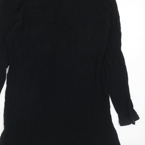 Anthology Womens Black Floral Viscose A-Line Size 12 Round Neck Tie