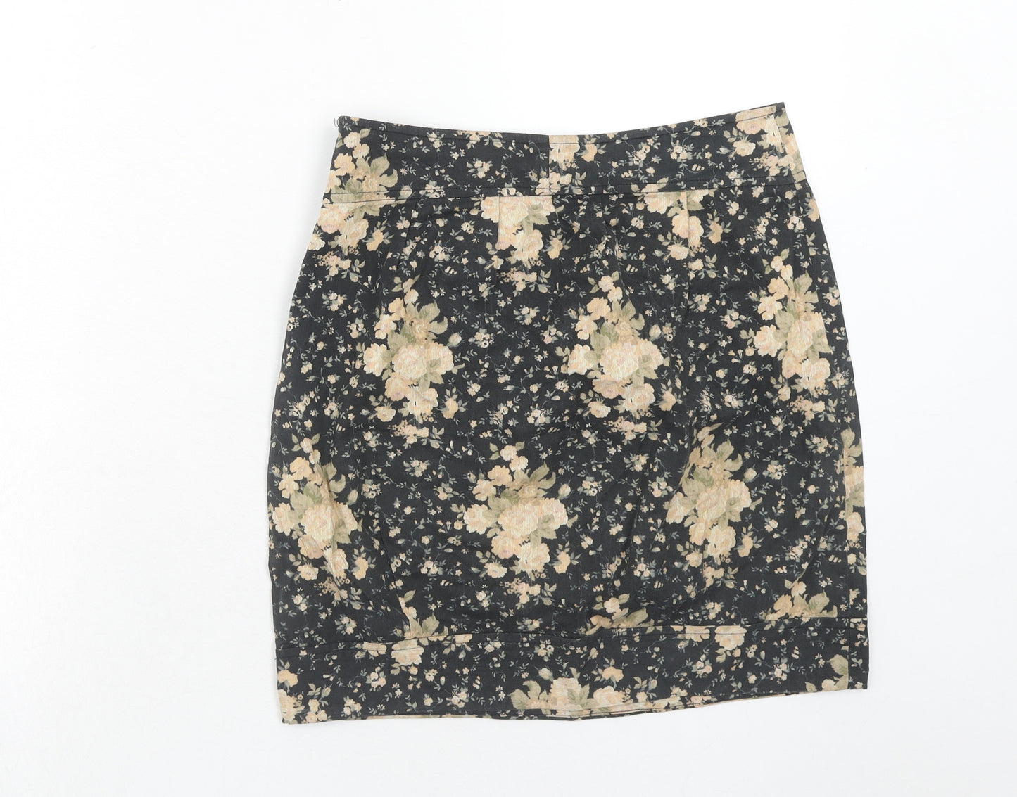 Kimchi Blue Womens Multicoloured Floral Cotton A-Line Skirt Size M Zip