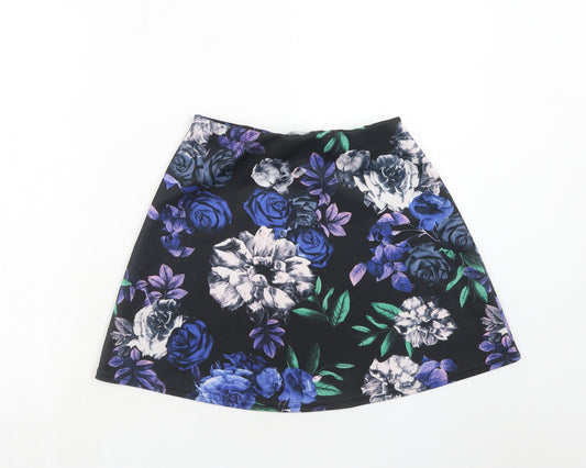 Missguided Womens Multicoloured Floral Polyester A-Line Skirt Size 10