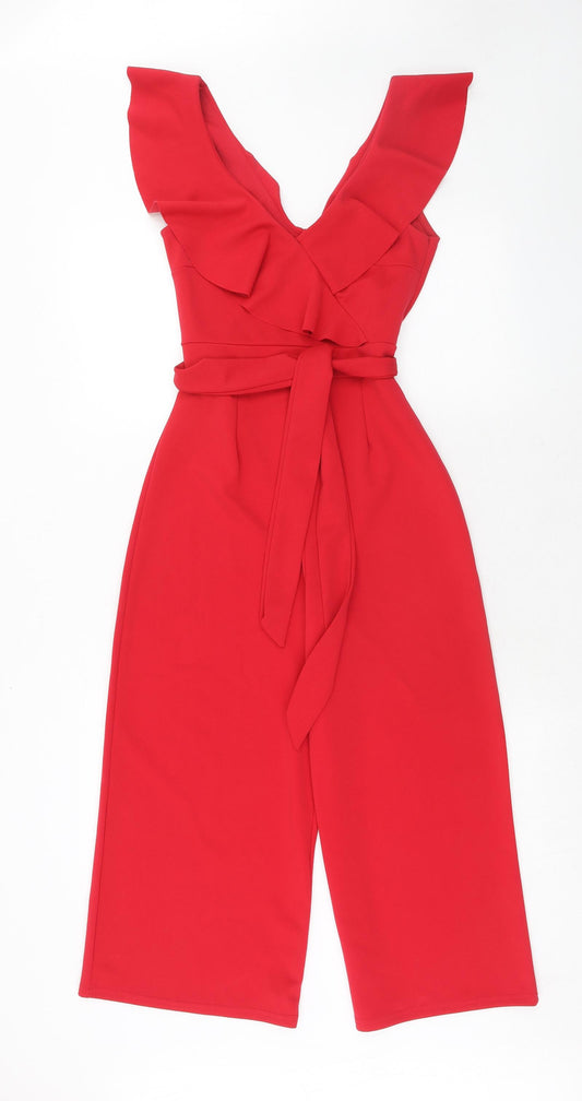 New Look Womens Red Polyester Jumpsuit One-Piece Size 8 Pullover