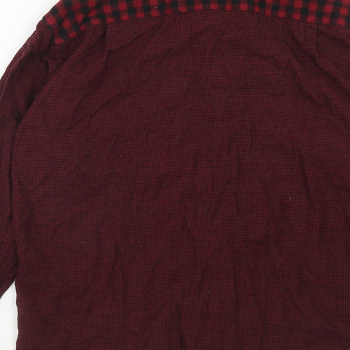 Uniqlo Mens Red Check Cotton Button-Up Size S Collared Button