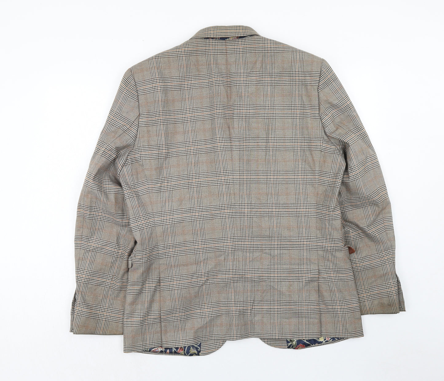 NEXT Mens Brown Plaid Polyester Jacket Blazer Size 44 Regular
