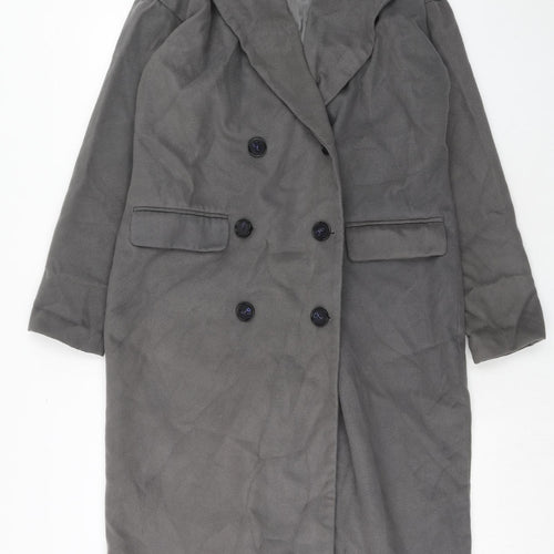 Missguided Womens Grey Overcoat Coat Size 8 Button