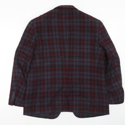 Skopes Mens Red Plaid Polyester Jacket Blazer Size 42 Regular