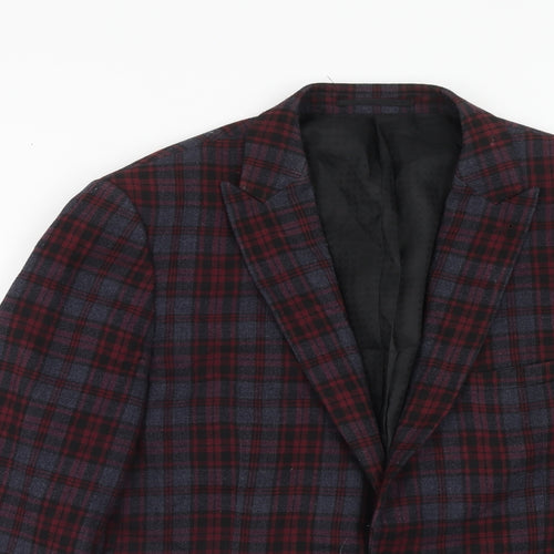 Skopes Mens Red Plaid Polyester Jacket Blazer Size 42 Regular
