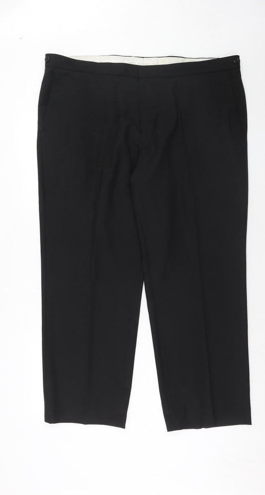 Marks and Spencer Mens Black Wool Trousers Size 42 in L29 in Regular