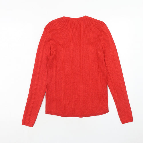 Marks and Spencer Womens Red V-Neck Viscose Pullover Jumper Size 12
