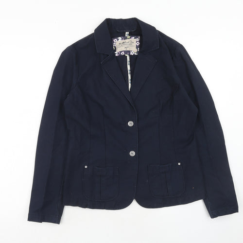 MANTARAY PRODUCTS Womens Blue Jacket Blazer Size 12 Button