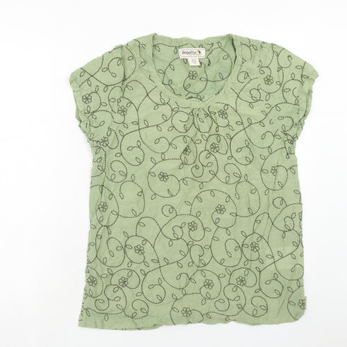 Regatta Womens Green Floral Viscose Basic T-Shirt Size 14 Round Neck
