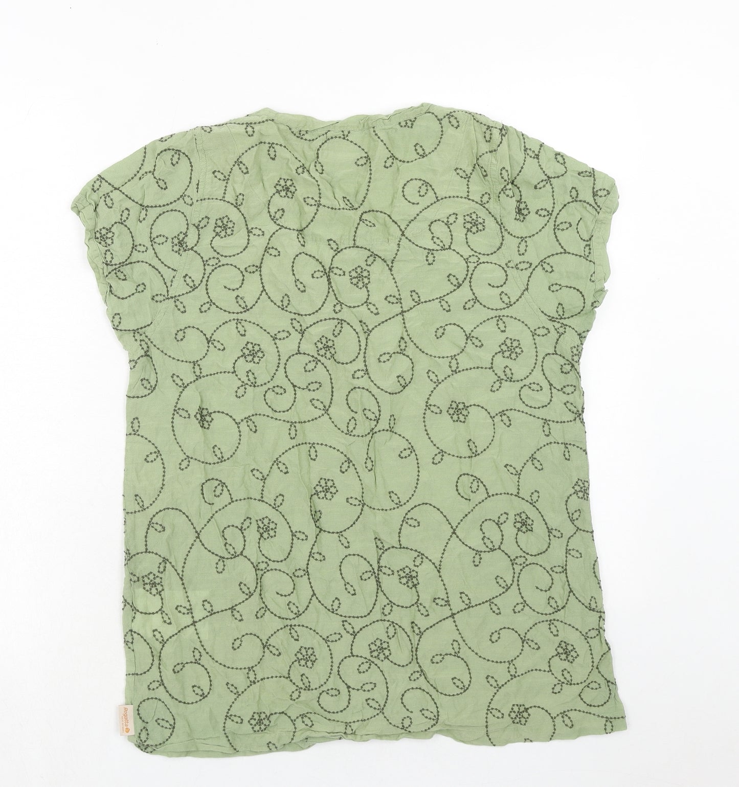 Regatta Womens Green Floral Viscose Basic T-Shirt Size 14 Round Neck
