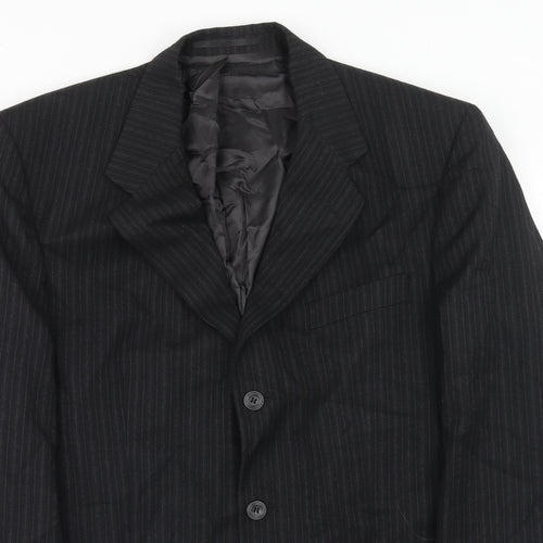 Pierre Cardin Mens Blue Striped Polyester Jacket Suit Jacket Size 40 Regular