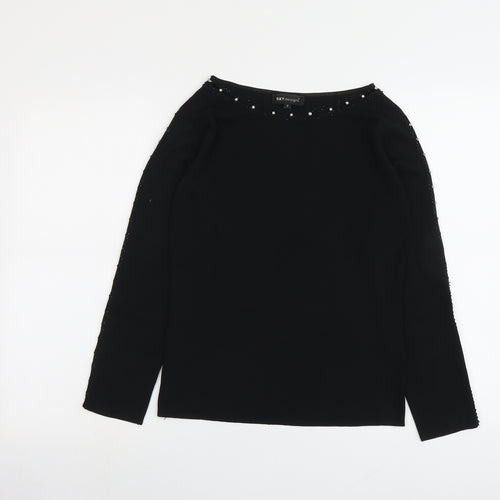 Sky Designs Womens Black Boat Neck Viscose Pullover Jumper Size 10