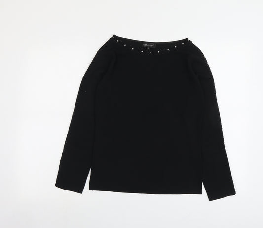 Sky Designs Womens Black Boat Neck Viscose Pullover Jumper Size 10