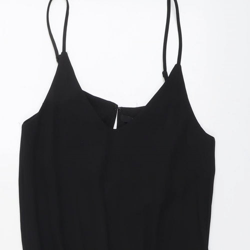 H&M Womens Black Polyester Playsuit One-Piece Size 4 Zip