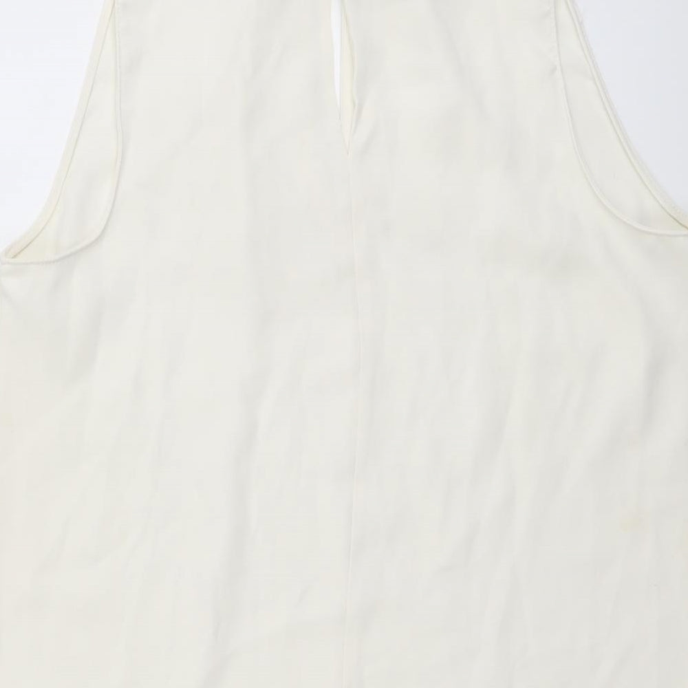 River Island Womens Ivory Polyester Basic Blouse Size 16 Round Neck