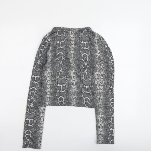 Zara Womens Grey Round Neck Animal Print Polyester Pullover Jumper Size S - Snakeskin Pattern