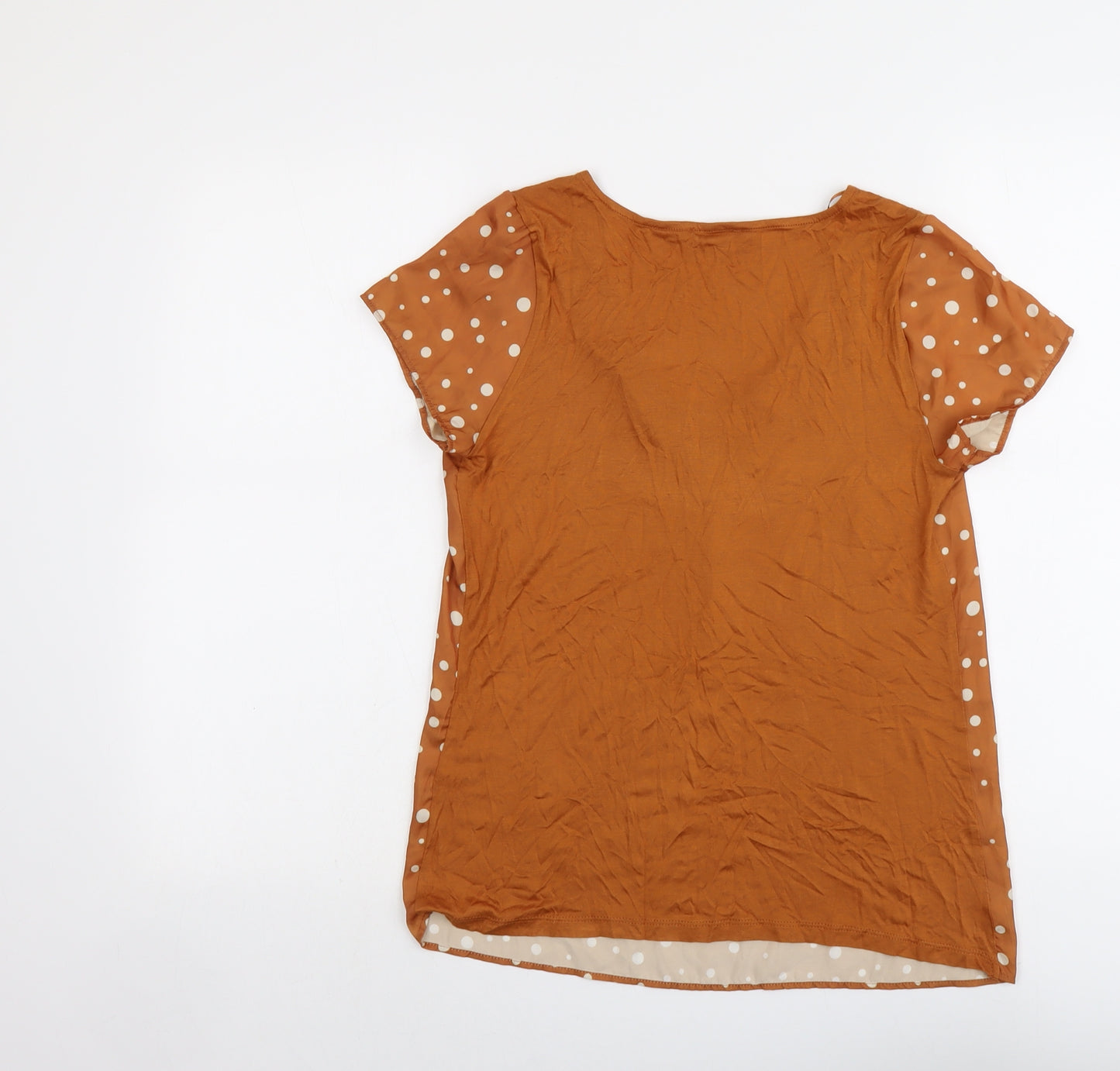 ORSAY Womens Brown Polka Dot Polyester Basic T-Shirt Size S Scoop Neck