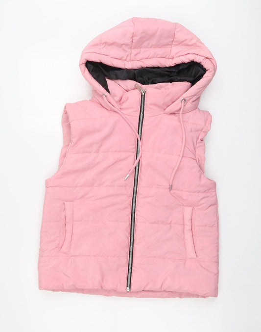Boohoo Womens Pink Gilet Jacket Size S Zip