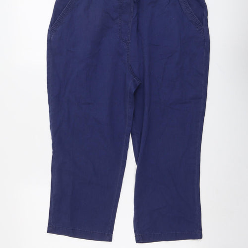 Damart Womens Blue Cotton Trousers Size 16 L21 in Regular Drawstring