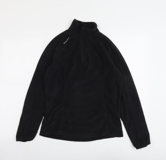 Quechua Womens Black Herringbone Polyester Pullover Sweatshirt Size M Zip
