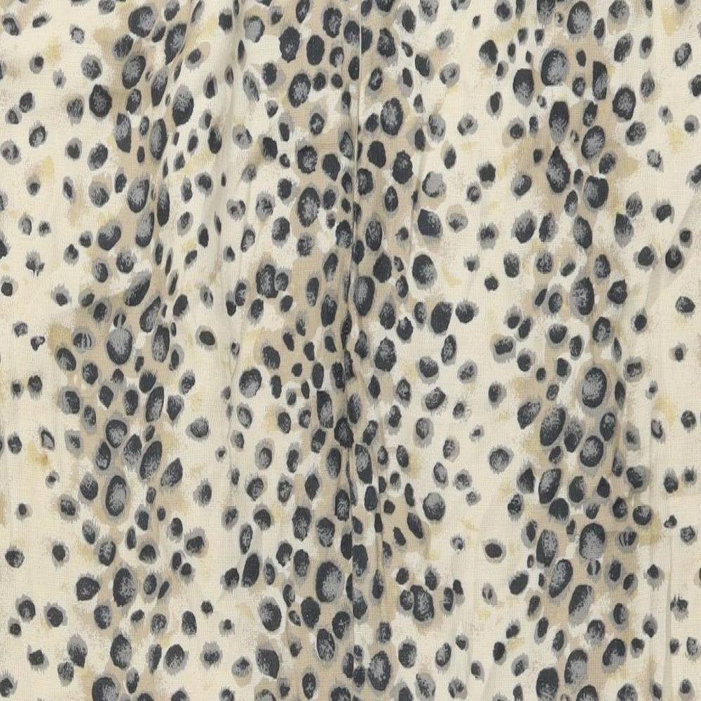 FRANK WALDER Womens Beige Animal Print Viscose A-Line Skirt Size 16 Zip - Cheetah Pattern