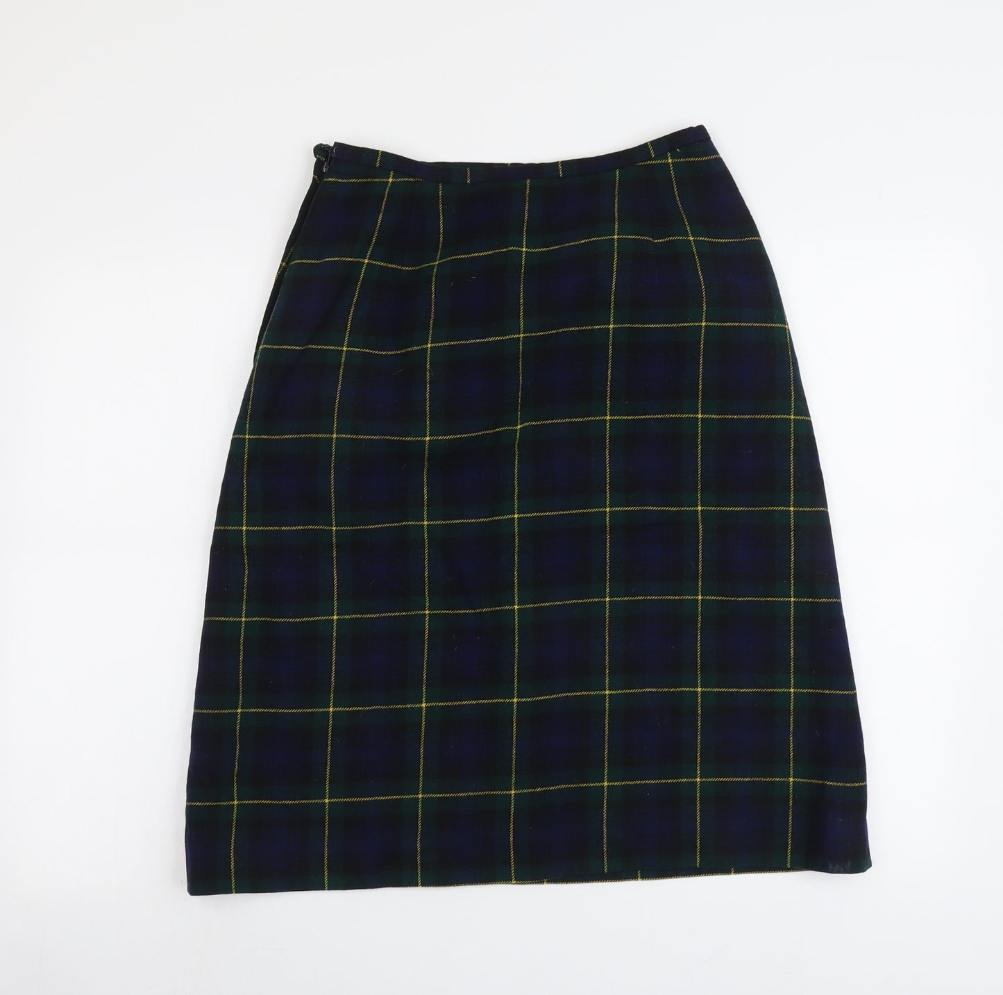 Pringle Womens Green Plaid Wool A-Line Skirt Size 28 in Zip
