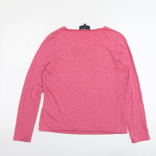 Viyella Womens Pink Striped Viscose Basic T-Shirt Size M Round Neck
