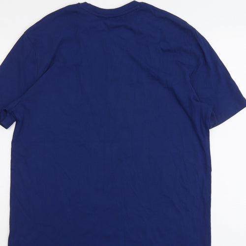 Marks and Spencer Mens Blue Cotton T-Shirt Size M Round Neck - Father Christmas