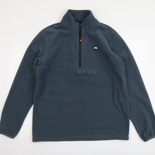 Montec Mens Grey Polyester Henley Sweatshirt Size L
