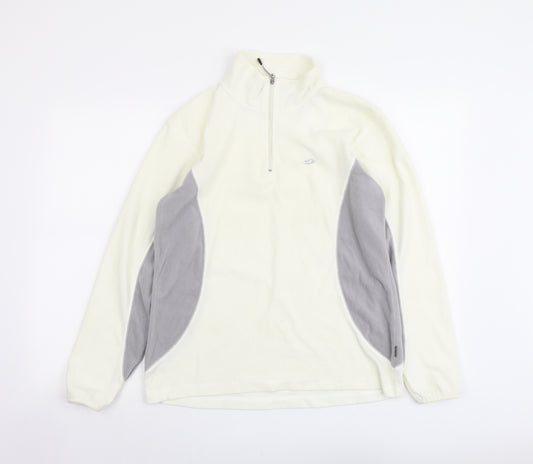 FIVE SEASONS Womens Ivory Polyester Pullover Sweatshirt Size 14 Zip