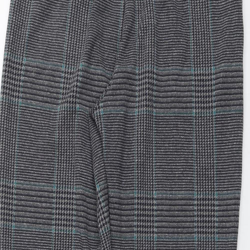 Marks and Spencer Womens Grey Plaid Polyester Trousers Size 10 L27 in Regular Drawstring