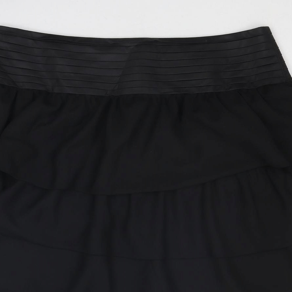 Reiss Womens Black Polyester Skater Skirt Size 14 Zip
