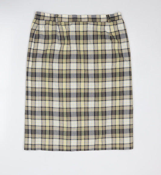 Volonté Womens Multicoloured Plaid Polyester A-Line Skirt Size 18 Zip