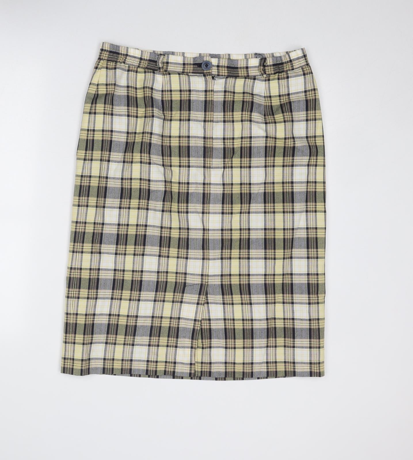 Volonté Womens Multicoloured Plaid Polyester A-Line Skirt Size 18 Zip