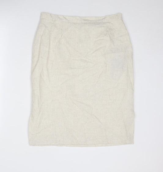 Essentials Womens Beige Polyester A-Line Skirt Size 16 Zip