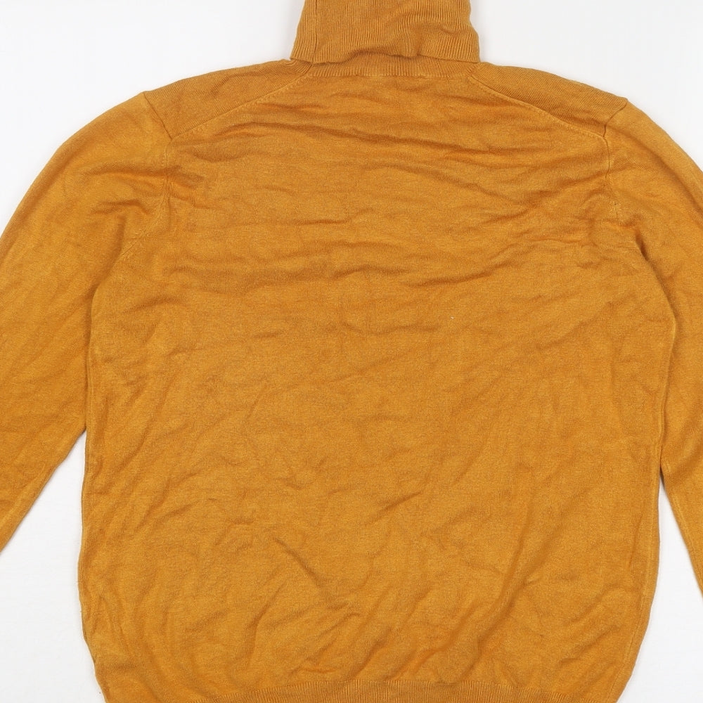 Zara Womens Orange Roll Neck Viscose Pullover Jumper Size L