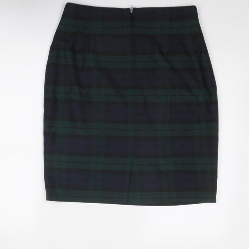 Debenhams Womens Green Plaid Polyester A-Line Skirt Size 18 Zip