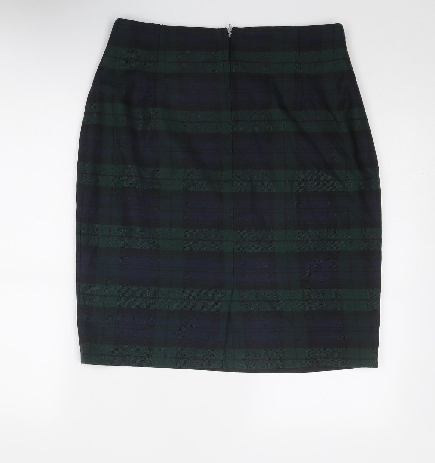 Debenhams Womens Green Plaid Polyester A-Line Skirt Size 18 Zip