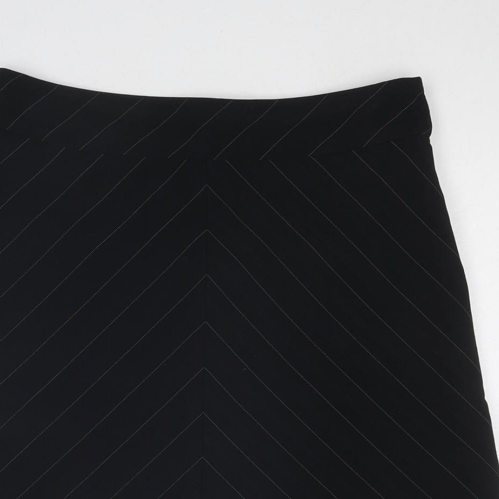 NEXT Womens Black Geometric Polyester A-Line Skirt Size 10 Zip