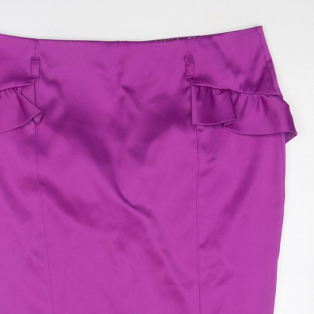 River Island Womens Purple Polyester A-Line Skirt Size 16 Zip