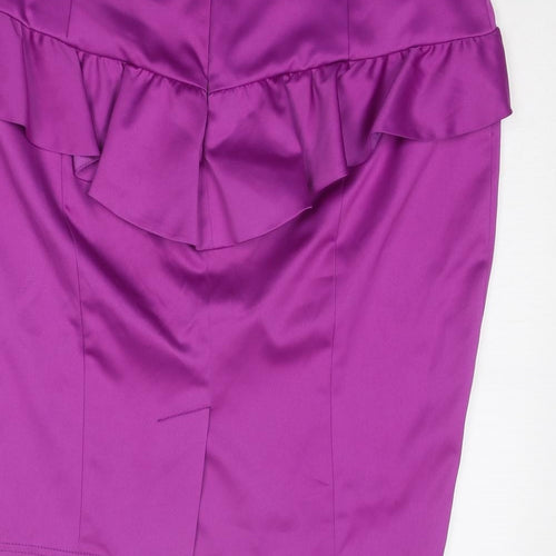 River Island Womens Purple Polyester A-Line Skirt Size 16 Zip