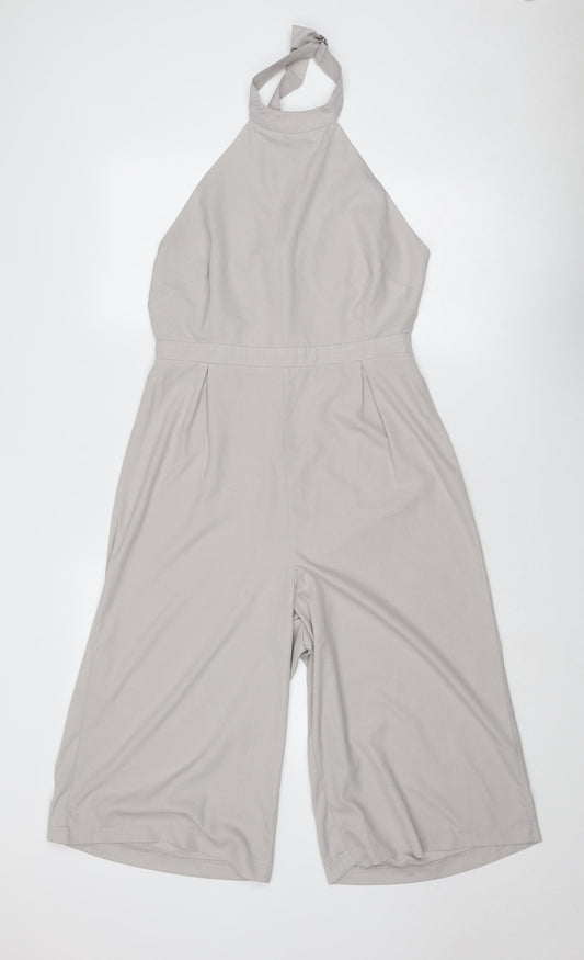 Missguided Womens Grey Polyester Jumpsuit One-Piece Size 12 Zip