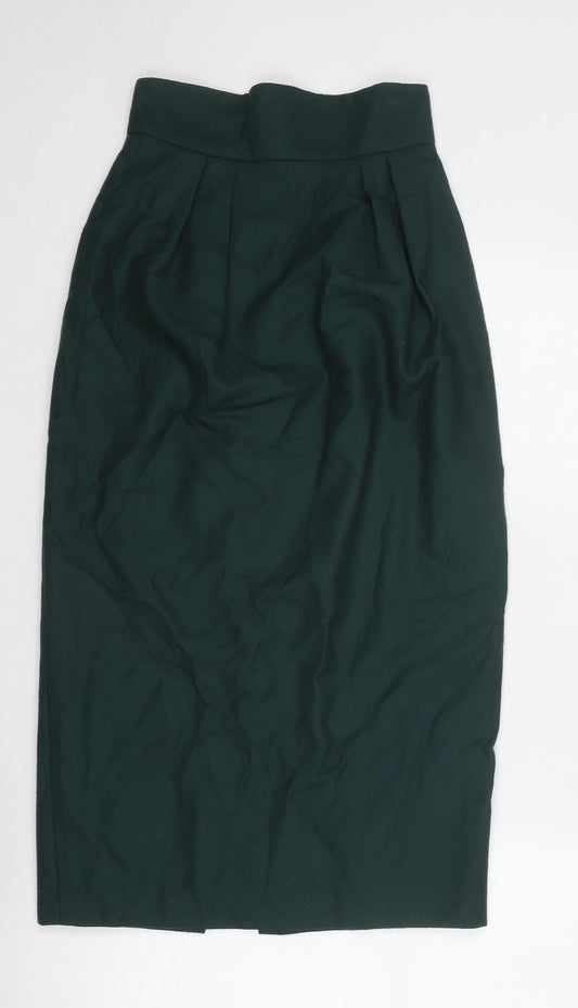 Paddy Campbell Womens Green Wool A-Line Skirt Size 10 Zip