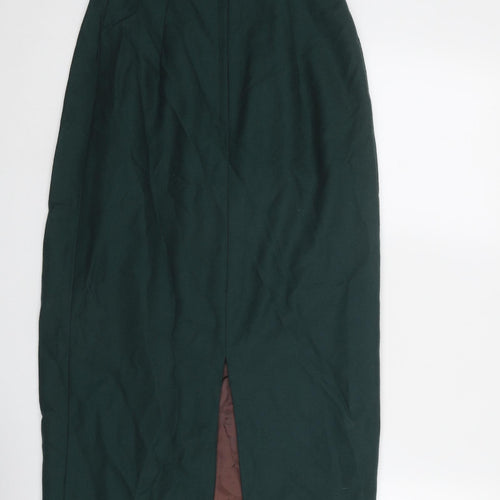 Paddy Campbell Womens Green Wool A-Line Skirt Size 10 Zip