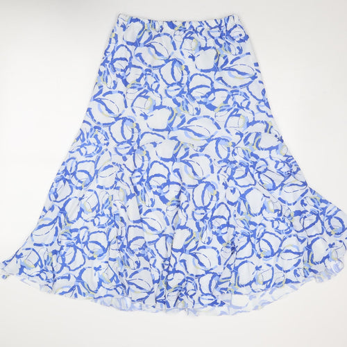 Alexara Womens Blue Geometric Polyester Swing Skirt Size 14