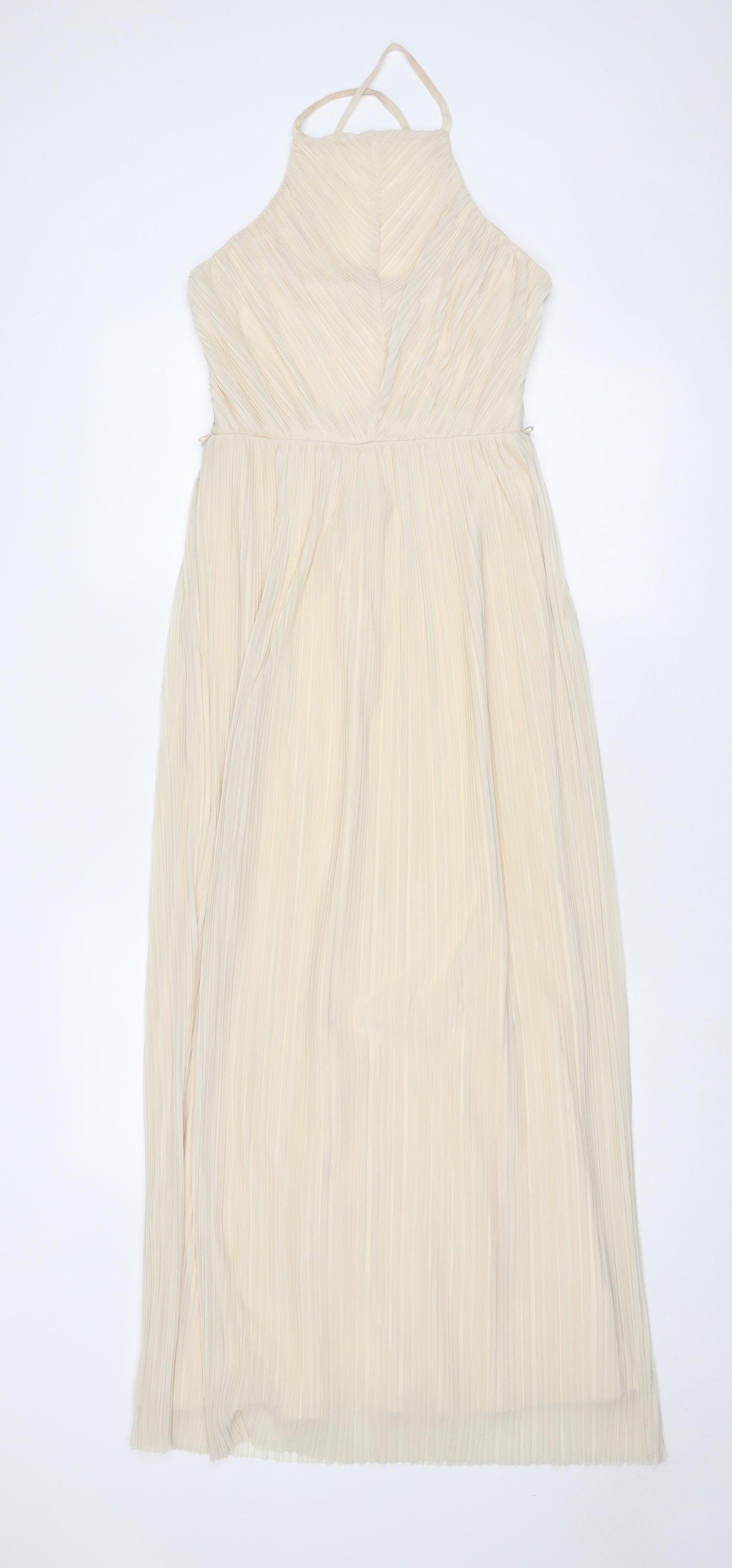 Miss Selfridge Womens Ivory Polyester Ball Gown Size 10 Square Neck Zip - Open Back